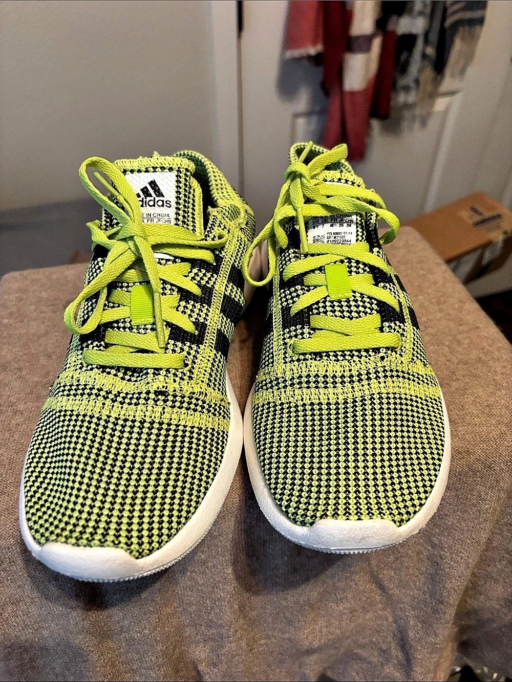 Adidas Element Refine Tricot Neon Slime Green Running Shoes Size 8.5